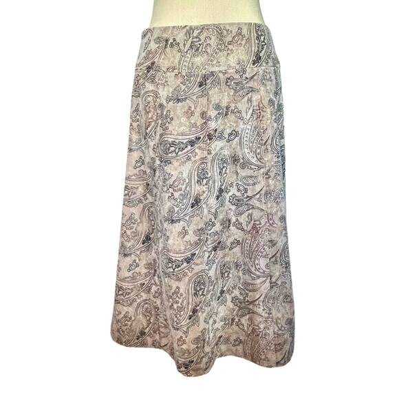 Christopher & Banks Corduroy A-line Midi Skirt Paisley Size 8 Western Boho Fall - Picture 2 of 9